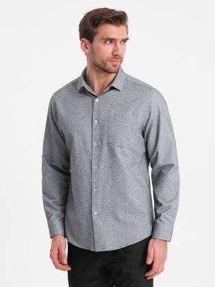 Ležerna siva melirana srajca z žepom V3 SHCS-0148