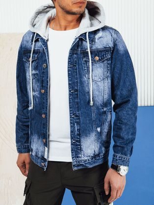 Trendovska modra jeans jakna s kapuco