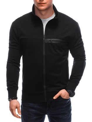 Modni črn pulover brez kapuce B1649