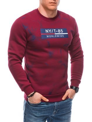 Modni rdeč pulover brez kapuce B1658