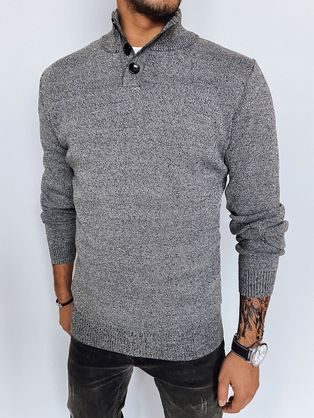 Trendovski siv pulover z zapenjanjem na gumbe