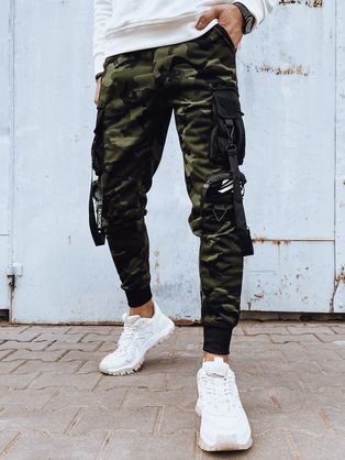 Army zelene jogger hlače z okrasnimi elementi