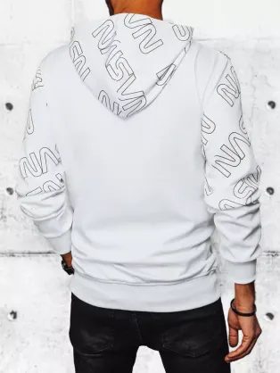 Edinstven dvobarvni pulover s kapuco grafit/siv B1612