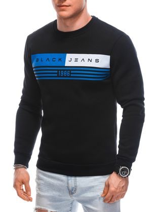 Trendovski črn pulover brez kapuce B1661