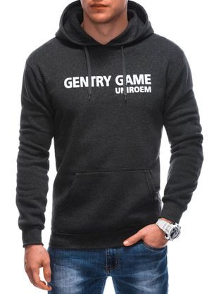 Trendovski grafit pulover s kapuco in napisom B1630