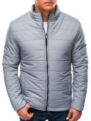 Siva prehodna jakna brez kapuce C526