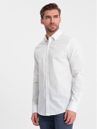 Zanimiva bela srajca s trendovskim vzorcem V1 SHCS-0156