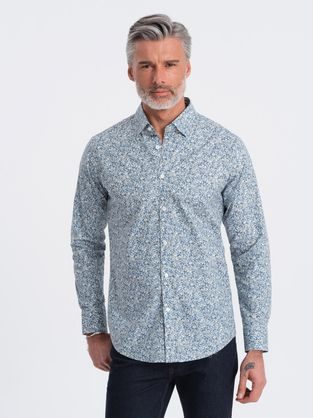 Svetlo modra srajca s cvetličnim vzorcem V1 SHPS-0163