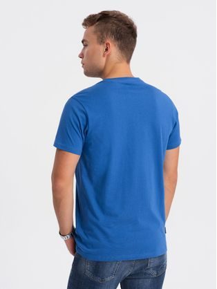 Bombažna klasična modra majica s kratkimi rokavi V8 TSBS-0146