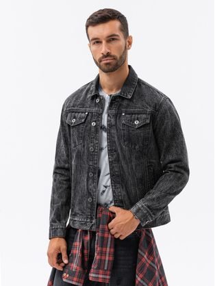 Moška modna jeans jakna črna C441