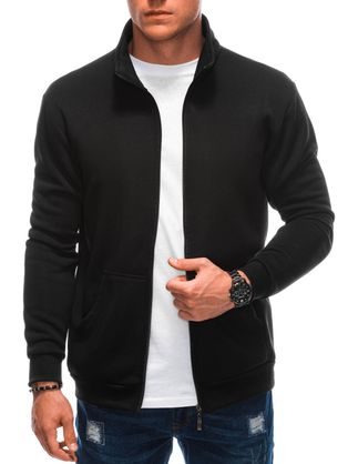 Modni črn pulover z zadrgo B1605