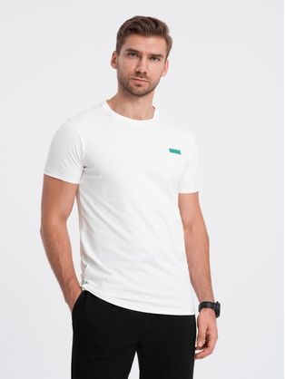 Edinstvena bela bombažna majica z našitkom V5 TSCT-0151