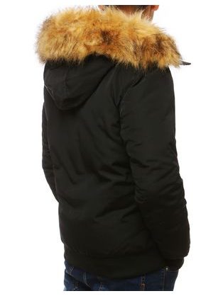 Črna zimska bunda s kapuco