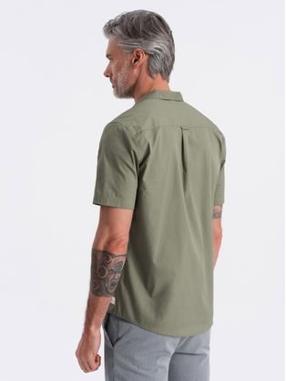 Ležerna olivno zelena srajca z žepi na gumbe V4 SHCS-0146