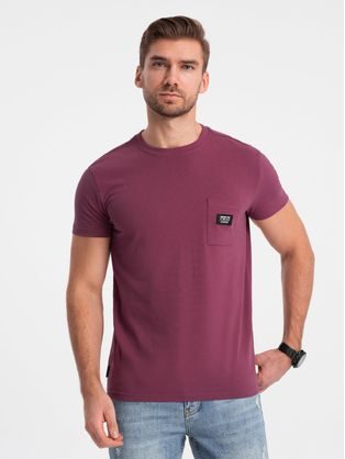 Trendovska majica z okrasnim žepom temno rožnata V5 TSCT-0109