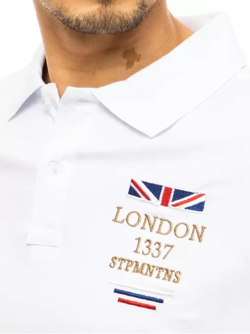 Bela polo majica z našitkom London