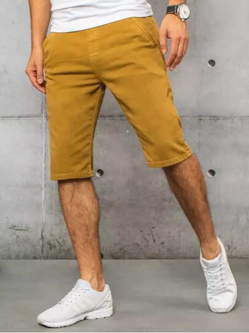 Kratke jeans hlače v barvi gorčice