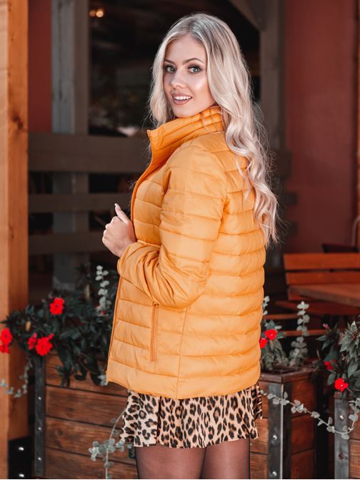 Ženska modna prehodna jakna v gorčični barvi CLR008