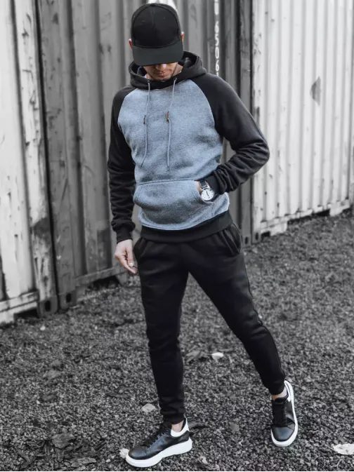 Temno siv pulover z raglan rokavi