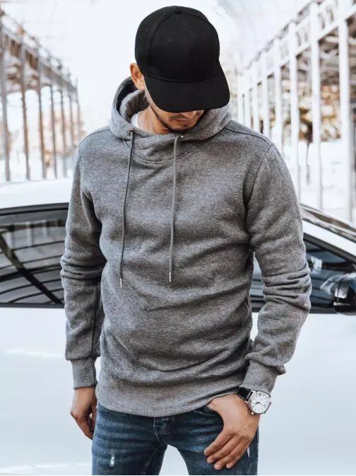 Temno siv pulover s kapuco v originalnem dizajnu