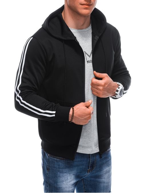 Črn športni pulover s kapuco B1670