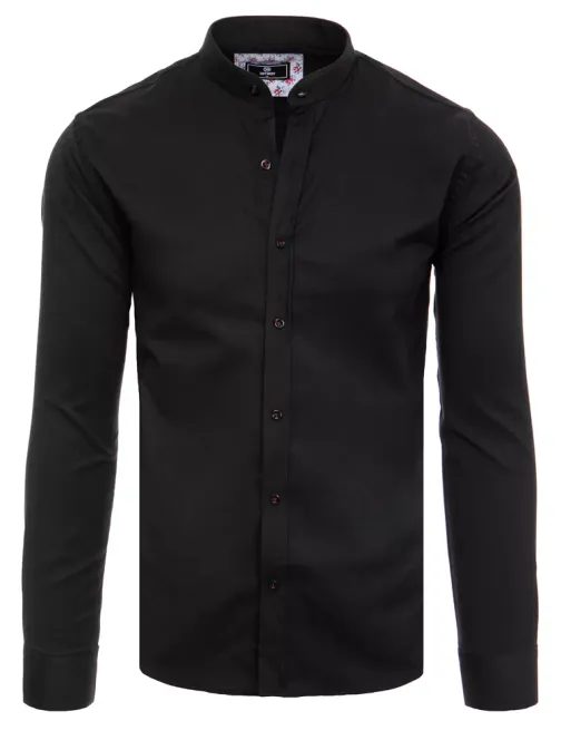 Elegantna črna srajca s stoječim ovratnikom