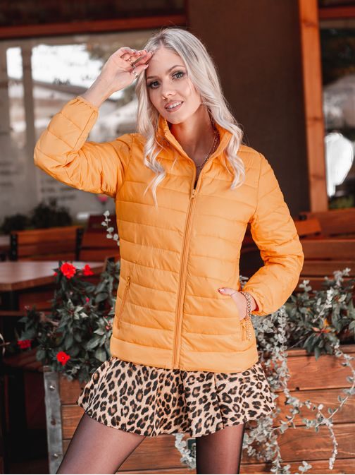 Ženska modna prehodna jakna v gorčični barvi CLR008