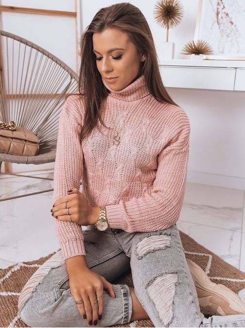 Ženski rožnat pulover Auri originalnega izgleda