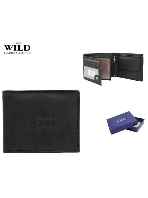 Usnjena črna denarnica Always Wild