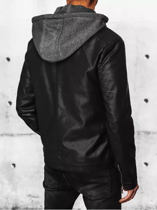 Stilska črna jakna iz umetnega usnja