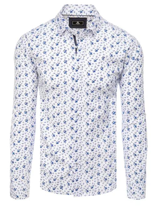 Bela srajca z modrim rožastim vzorcem