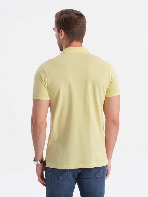 Bombažna rumena polo majica z nežnim napisom V4 S1746