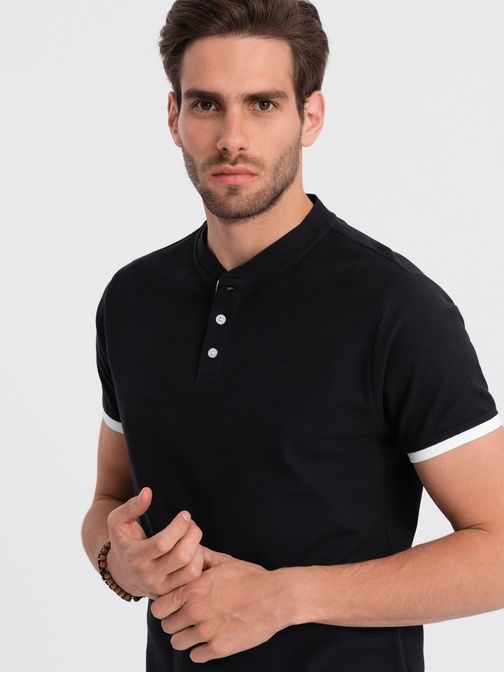 Udobna trendovska črna polo majica V8 TSCT-0156