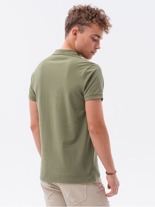 Preprosta olivno zelena polo majica S1374