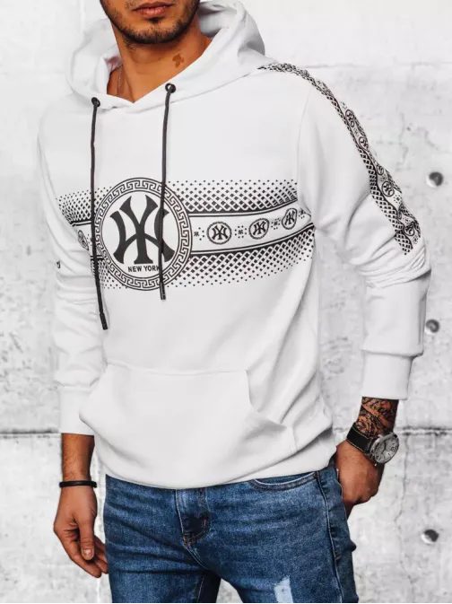 Stilski pulover v beli barvi New York