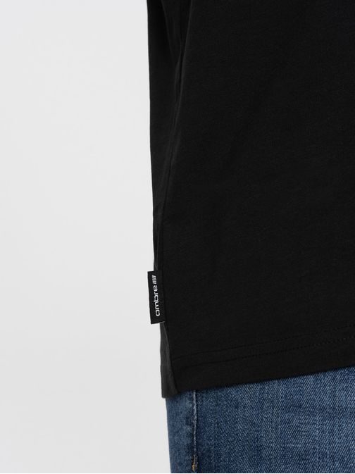 Bombažna klasična črna majica s kratkimi rokavi V1 TSBS-0146