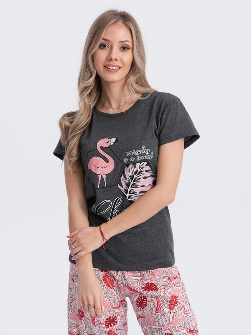 Trendovska grafit rožnata ženska pižama ULR114
