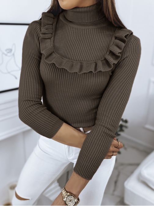 Ženski temno rjav pulover Noah neobičajnega izgleda