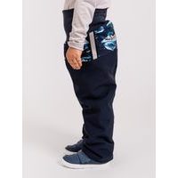 Unuo, Dětské softshellové kalhoty s fleecem Basic, Tm. Modročerná, Tučňáci