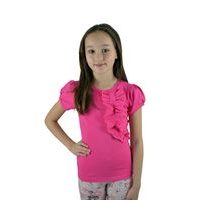 Dívčí triko s volánkem BY MIMI - neon růžové