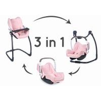 3v1 Autosedačka a židlička MC&Q pro panenky světle růžová