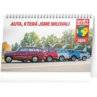 Stolní kalendář Svět motorů – Auta, která jsme milovali 2024, 23,1 × 14,5 cm