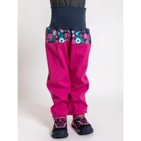 unuo softshellové kalhoty s fleecem Květinky fuchsiové (Softshell kids trousers)