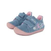 DDstep dětské plátěné BAREFOOT boty - Modré s hvězdami