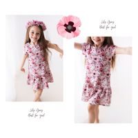 Dívčí šaty Lily Grey s růžovými květy