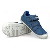 DDstep dětské plátěné barefoot boty modré s kytičkami