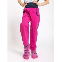 unuo softshellové kalhoty s fleecem Květinky fuchsiové (Softshell kids trousers)