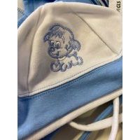 Dětská zavazovací čepice Hugo Pejsek modrá