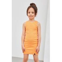 Bavlněné přiléhavé dětské šaty pomerančové
