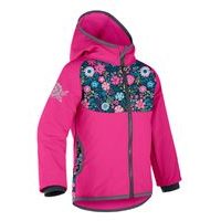 unuo Softshellová bunda s fleecem Květinky fuchsiová (Unuo softshell jacket printed)